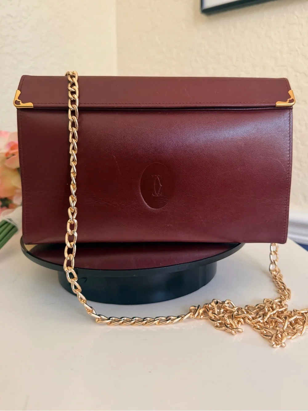 CARTIER Le Must de Cartier Clutch & Chain Shoulder Bag Double Snap Closure